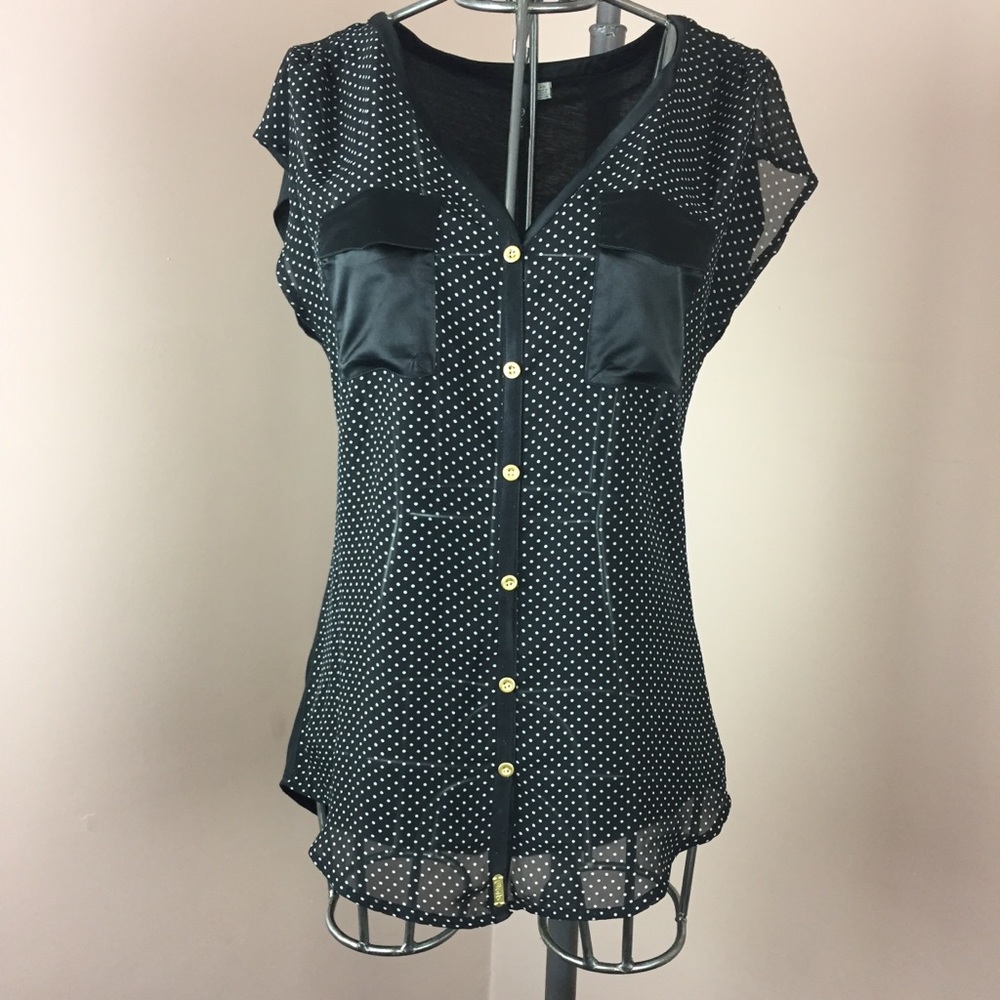 Orb black polka dot top